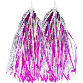 PLATT Kid's Bicycle Handlebar Streamers Colorful Ribbons Tassel for Girls Boys Bicycle Handlebar Scooter Handgrip (Purple 1Pair)