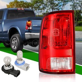 GSPSCN Driver Side Tail Light Compatible With Dodge Ram 1500 2500 3500 2009-2018 Left Rear Taillight Brake Lamp With Bulbs Replaces CH2818124