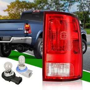 GSPSCN Driver Side Tail Light Compatible With Dodge Ram 1500 2500 3500 2009-2018 Left Rear Taillight Brake Lamp With Bulbs Replaces CH2818124