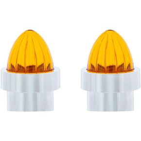 United Pacific 86069 Chrome Top Base with Plastic Watermelon Lens - Amber, 2 Pack