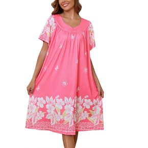 Marvmys Women House Dress with Pocket Mumu Nightgown Soft Lounge Dress Sleepwears