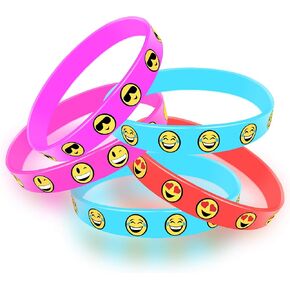 36 Pack Assorted Emoticon Silicone Bracelets