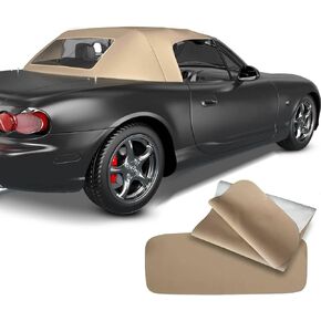 A-Premium Tan Convertible Soft Top with Plastic Window Compatible with Mazda Miata 1990-2005 Convertible MA14 MA1100339902