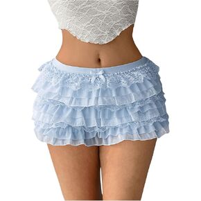 SHENHE Women's Y2k Low Rise Mini Shorts Layered Ruffle Lace Shorts Coquette Bloomers Cute Shorts