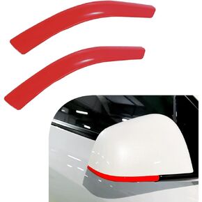Tesla Model 3 External Side View Mirror Anti-Collision Strip Anti Scratch Strip Patch 3-Shaped External Decoration Rearview Mirror Protective Sticker (M 3 -Red)