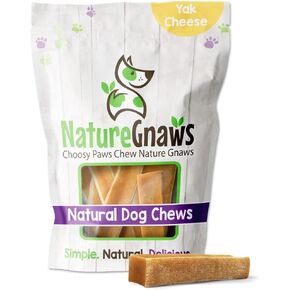 Nature Gnaws Yak Chews for Dogs - Premium Natural Hard Cheese Bones - Long Lasting Dog Chew Treats for Agressive Chewers - Rawhide Free - 1lb