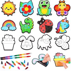 Blosssound 12 Pcs DIY Magnet Sticker Painting Craft Kit Magnetic Art Craft Bulk Toys Paint Your Own Craft Supplies Classroom Prize Birthday Goodie Gifts Bag for Boys Girls 6-10