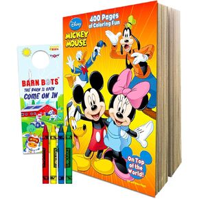 Disney Mickey Mouse: 400 Pg Coloring Book Bundle for Kids - Mickey, Minnie, Pluto, Goofy, Donald Duck, Daisy Duck with Colored Pencils | Activities, Mazes, Games Puzzles