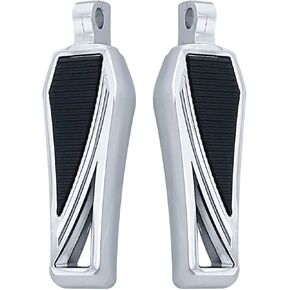 FATECIM Motorcycle Phantom Foot Pegs Pedals Rests Motorbike Highway Footpegs w/Adjustable Male Mount Adapters & Anti-Slip Rubber Universal for Harley Davidson Dyna Suzuki Yamaha Triumph (Chrome)