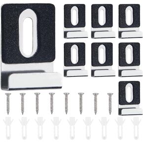 Metal Mirror Holders for Wall Mounting, 8 Pcs Mirror Clips with Screws Rubber Pads Mirror Hooks, Wide Channel Mirror Holder Mirror Hanger Hardware for Frameless Mounting Wall Tile Billboard Display