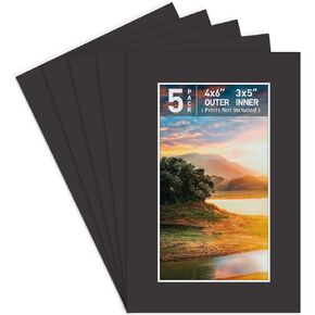 Golden State Art, Pack of 5, Pre-Cut 16x20 Picture Mats Bevel Edge 7.5x9.5 Opening for 8x10 Photos, White
