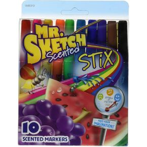 Sanford Mr. Sketch 1905313 Scented Stix Watercolor Markers, Fine Point, 10/Set