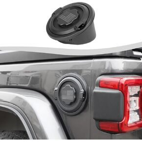 for JL Fuel Door Gas Tank Cap Cover Fit for 2018-2024 Jeep Wrangler JL JLU 2/4 Door, Aluminum Fuel Door Exterior AccessoriesFlag）