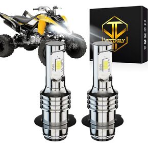 Compatible for Yamaha Raptor 350 660R 700 700R Headlight Bulbs, P15D H6 H6M Fog Light Bulbs, 12000 Lumens 6000K White 55W H6M Light Bulbs, Plug and Play, 2-Pack