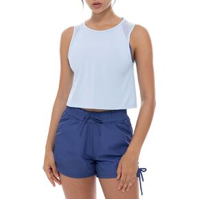 Ukaste Women's Workout Cropped Tank Tops Athletic Sleeveless Running Gym Tee Shirts