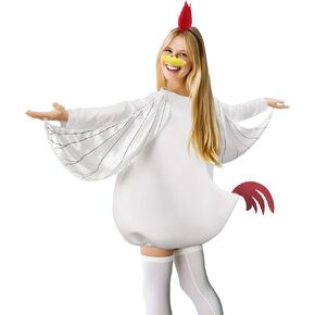 HOMELEX Animals Jumpsuit Costume Adult One-piece Unisex Adult Woman Halloween With Animal Hair Bands-Rooster