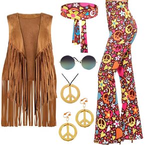 Spooktacular Creations Hippie Costume Women, Halloween 70s Outfits for Women, Adult Hippie Accessories for 70s Costumes