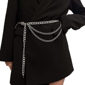 Chunky Chain Silver Belly Belt Tassel Multi Layer Body Chain Punk Waist Chain for Women Girls Fashion