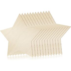 Anglechic 12 Pieces 12 Inch Wooden Stars for Crafts Unfinished Star Tags Blank Star Wooden Pieces Star Cutouts Ornament for Patriotic Christmas Party DIY Crafts American Flag Table Scatter Decoration