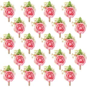 Sherr 36 Pcs Wedding White Rose Boutonnieres for Men Wedding Groomsmen Best Men Artificial Corsage Groom Boutonniere with Artificial Fake Flower for Prom Formal Dinner Ceremony Party Rustic Marriage