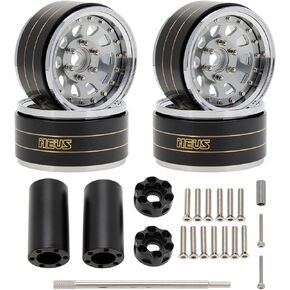 MEUS RACING 1.9" Beadlock Wheels Rims, 120.5g Brass & Aluminum Deep-Dish Wheels for 1/10 RC Crawler SCX10 TRX4 VS4-10 Gen8 (A-Coffee) in Kuwait