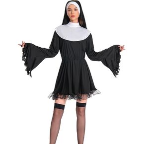 2024 Nun Halloween Costume Women with Headpiece