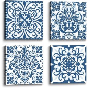 Mandala Boho Canvas Wall Art: Neutral Flower Pattern Picture Artwork Painting Print for Living Room Bedroom Bathroom Decor