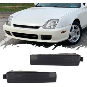 For 1997 1998 1999 2000 2001 Honda Prelude Euro SH VTEC Front Bumper Inner Turn Signal Lights Smoked Lens Amber/White 33351S30003; 33301S30003, HO2530123; HO2531123