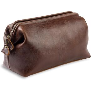 NV Holders Premium Genuine Leather Toiletry Bag for Men - The Ultimate Travel Dopp Kit and Hygiene Organizer, Perfect Men's Toiletry Travel Bag (Brown)
