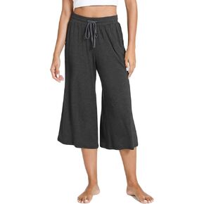 GYS Bamboo Viscose Capri Pants for Women Wide Leg Pajama Lounge Pants with Pockets Comfy Loose Cropped Yoga Pants
