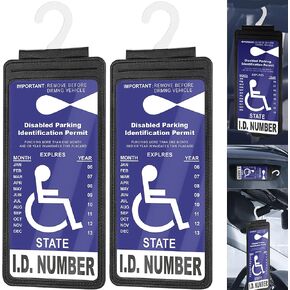 Handicap Placard Holder, 2-Pack Leather Durable Handicap Placard Holder for Auto with Transparent Front Window and Strap for Secure Attachment - Premium Quality for Long-Lasting Use