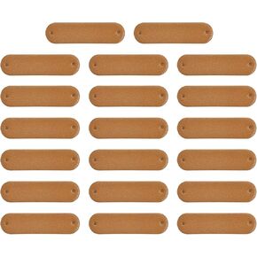 uxcell 40Pcs Handmade Leather Label, PU Leather Sewing Embossed Tag Embellishment Crochet Tags for Clothing Hat Scarves DIY (45x12mm, Brown)