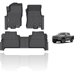 KELCSEECS® Floor Mats Custom for Nissan Frontier Crew Cab 2022-2025 (Not for 2nd with Under Seat Speaker) All Weather Protection TPE Heavy Duty Non-Slip Liners Full Set Frontier Accessories,Black