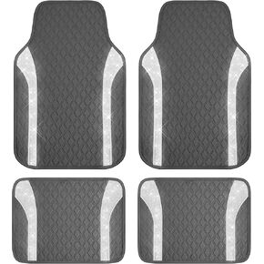 PIC AUTO Bling Leather Floor Mats - Sparkly Glitter Black Car Mats Set, All-Weather Waterproof Pads, Universal Fit for SUV, Sedan, Van - Stylish Car Accessories for Girls & Women
