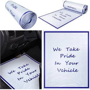 500 لكل لفة سجادة أرضية بلاستيكية أوتوماتيكية 2 مل، سجادة أرضية السيارة للاستعمال مرة واحدة، أغطية سجادة السيارات والمركبات، مستلزمات مؤقتة للغسيل بالتفصيل، 16.5 بوصة × 21 بوصة، غير لاصقة وليست ورقية in Kuwait