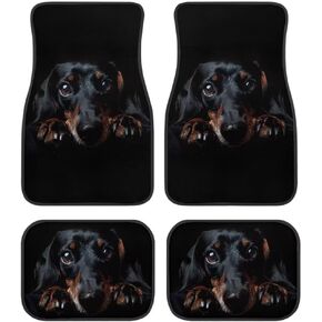 Black Leopard Print All Weather Floor Mats for Car SUV & Truck - 4 Pieces Set (Front & Rear), Heavy Duty Protection