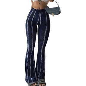 Women's Printed Flare Leggings High Waisted Tummy Control Yoga Pants Casual Long Lounge Bell Bottoms