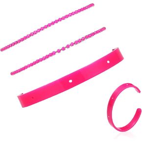 Pingyongchang 80s Neon Crystal Cuff Bracelets Set for Women Colorful Lightning Acrylic Retro Round Beads Bangle for 70's 80's Outfit Glow Birthday Party Accessories