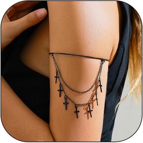 Gothic Black Upper Arm Cuff Bracelet Punk Upper Chain Armlet Halloween Mesh Arm Cuff Bracelet