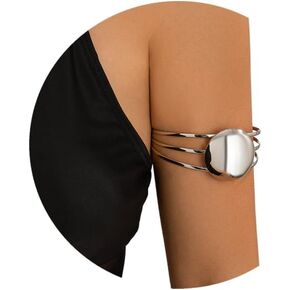 Metal Multi-layered Chain Upper Arm Bracelet Simple Round Pendant Armlet Summer Beach Adjustable Open Arm Cuff Bangle Bracelets Summer Body Jewelry for Women
