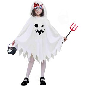 #NA Kids White Ghost Cloak Spooky Trick-or-Treating Halloween Costume with HandBag