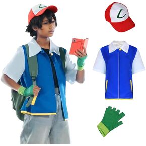 Unisex Kids and Adult Trainer Jacket Anime Cosplay Costume Hoodie Gloves Hat Sets Halloween