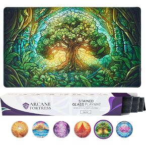 MTG Playmat 24x14 Inches – Magic The Gathering Playmat with Original Handcrafted Art, Non-Slip TCG Playmat with Rubber Bottom and Stitched Edges, Commander TCG Rollable & Foldable Card Mat (Black)