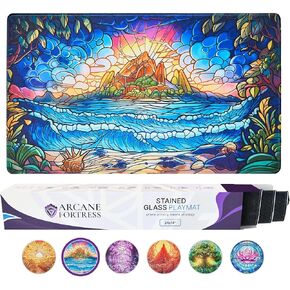 MTG Playmat 24x14 Inches – Magic The Gathering Playmat with Original Handcrafted Art, Non-Slip TCG Playmat with Rubber Bottom and Stitched Edges, Commander TCG Rollable & Foldable Card Mat (Black)
