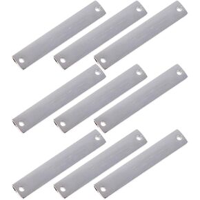 EXCEART 10Pcs Stamping Blank Bar Rectangle Stamping Blanks Horizontal Pendant Name Plate DIY Jewelry Supply Craft Supplies Two Holes Silver