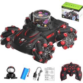 Stunt RC Cars, 2.4Ghz 360° Rotating Remote Control Car with Projection Light and Music, Cool Toys for 6 7 Year Old Boy Kids Outdoor Toys Gift
