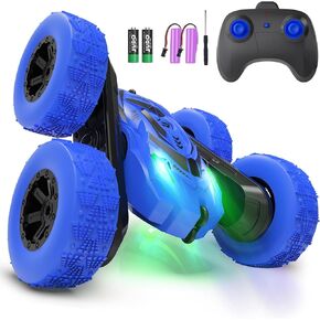 Remote Control Car, RC Cars with Headlights Double-Sided Driving 360° Flips Rotating for Kids Ages 4-7 8-12 Year Old, RC Stunt Car Toys for Boys and Girls Gift Blue