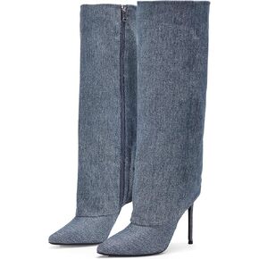Elisabet Tang Fold Over Knee High Shark Slouchy Leather Boots for Women Pointed Toe high heel Tall Long Patent Dress Boots Fashion Dressy Winter Work
