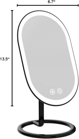 مرآة مكياج فانسي بإضاءة LED قابلة للتركيب على الحائط، قابلة لإعادة الشحن - مرآة مستحضرات تجميل مضيئة بدون سلك مع 3 إعدادات إضاءة خافتة، تكبير مزدوج - فيرا (كروم) in Kuwait