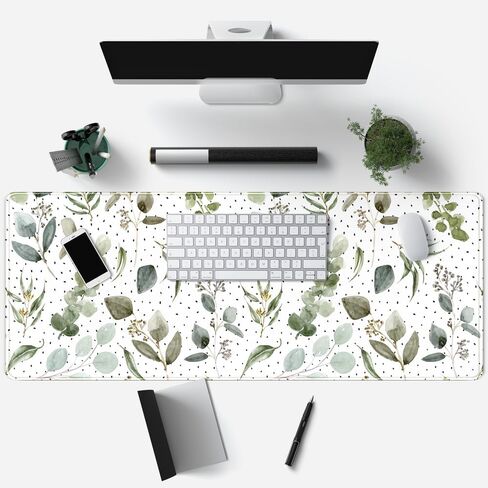 Green Mouse Pad Boho Desk Mat,Speckled Textured Greens Cool Aesthetical Mouse Pad Desk Accessories for Women Office Decor Mousepad Keyboard Pad, Non-Slip Rubber Base with Stitched Edges 31.5x11.8In in Saudi Arabia